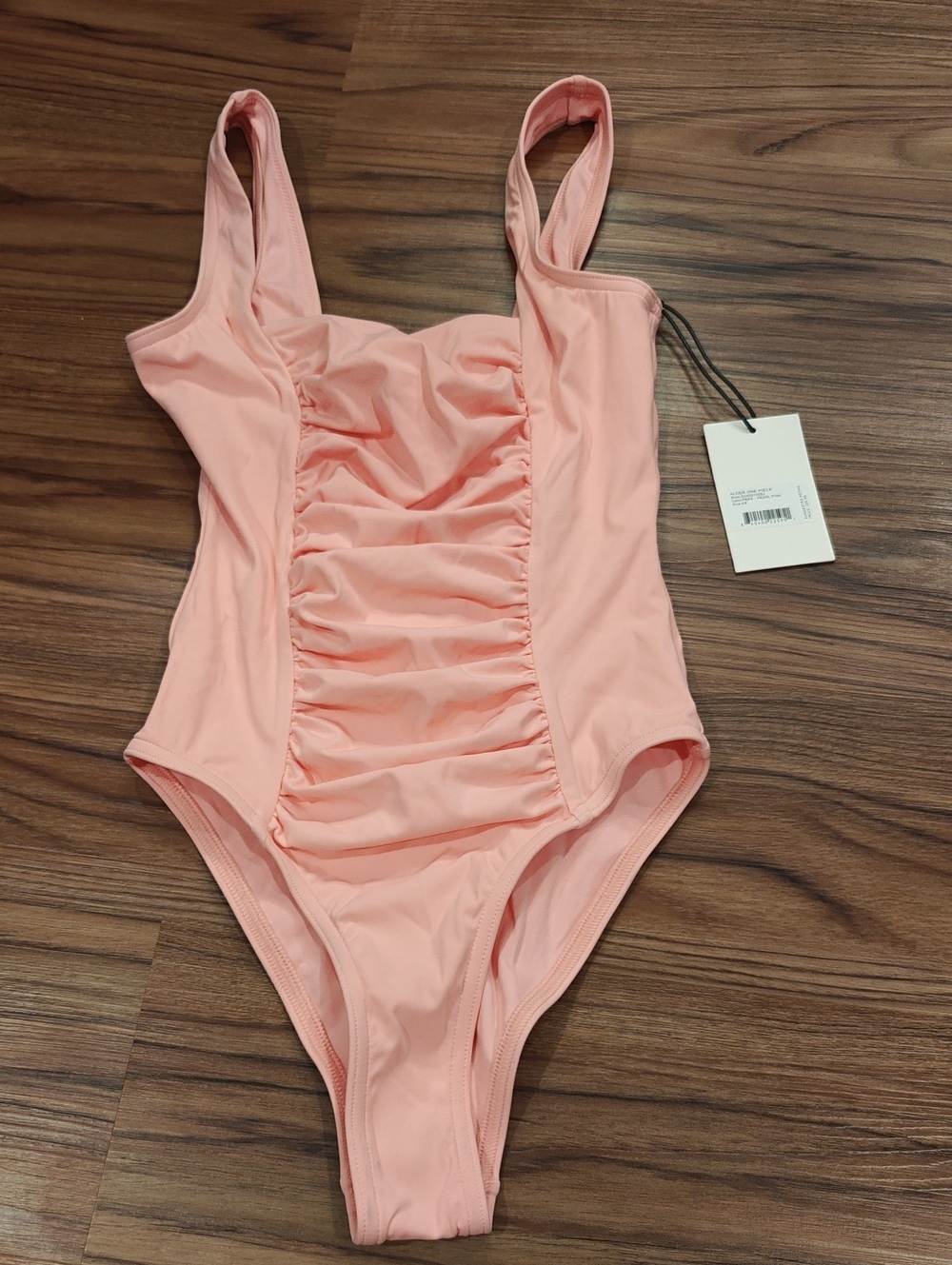 STAUD Ruched One-Piece Swimsuit in Pale Pink